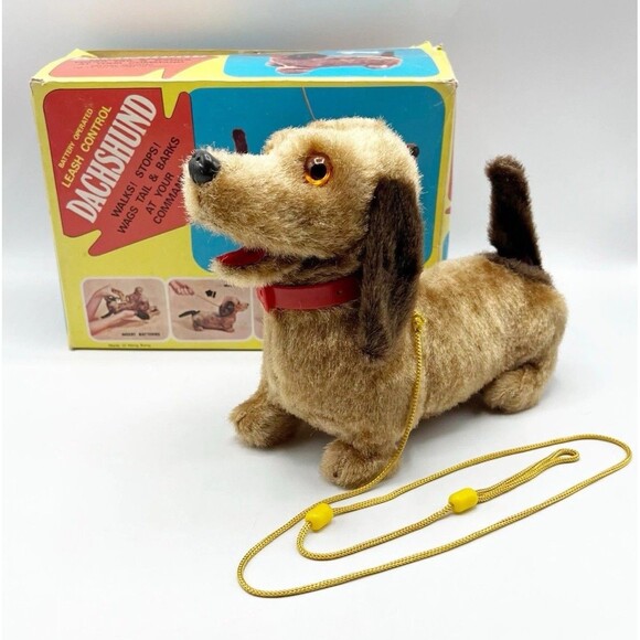 Vintage Leash Controlled Dachshund Dog Toy With Box Hong Kong **NOT WORKING - Picture 1 of 12